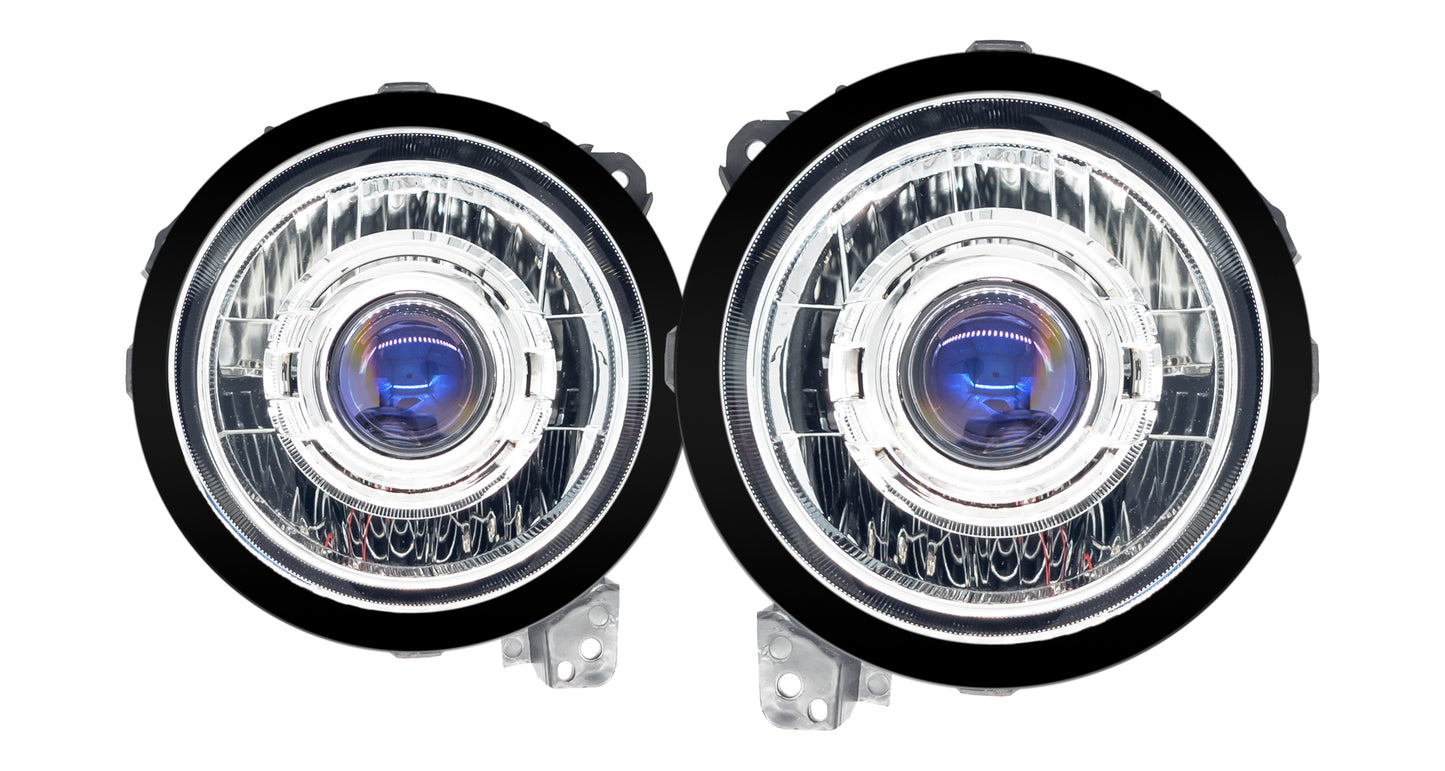 Pair of chrome headlights for Jeep Wrangler and Gladiator