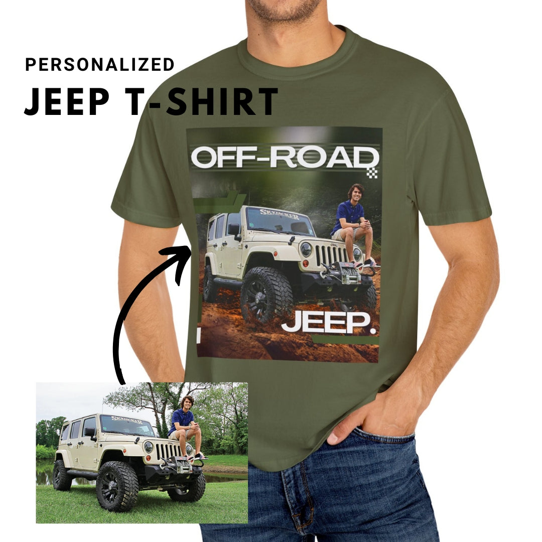 Custom Jeep Photo T-Shirt – Unique Personalized Jeep Art on Premium Cotton Tee