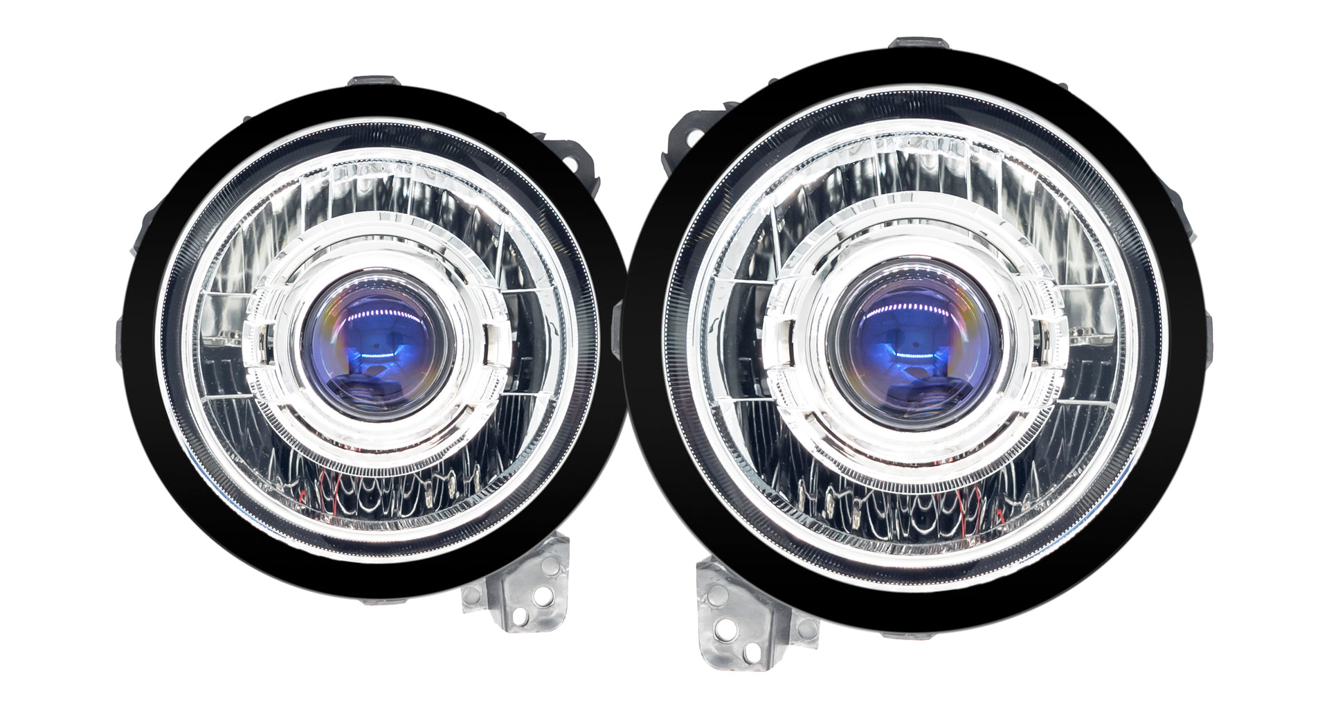 Pair of chrome headlights for Jeep Wrangler and Gladiator